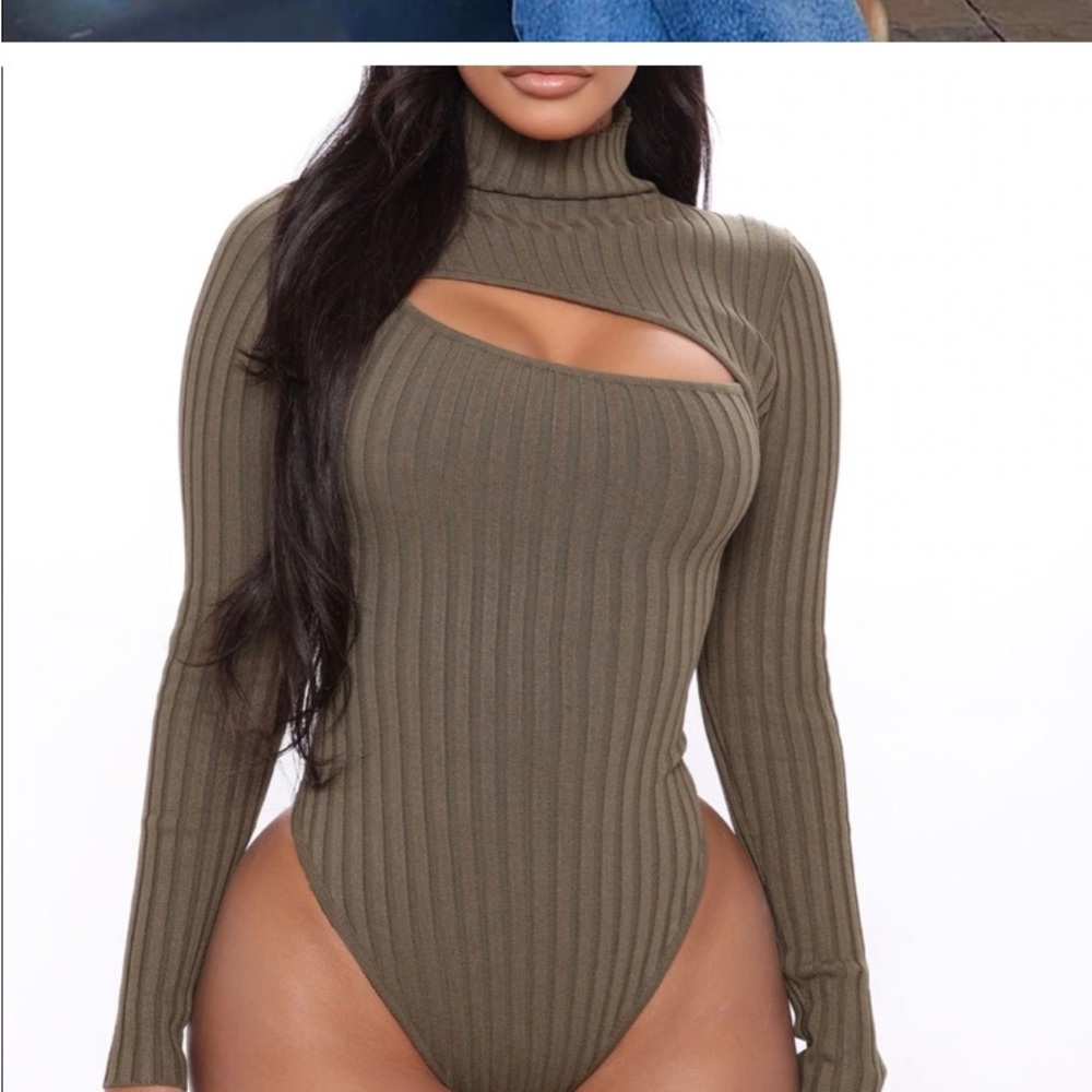 Fashion Nova Cut the Antics Olive Bodysuit size small❤️🌹